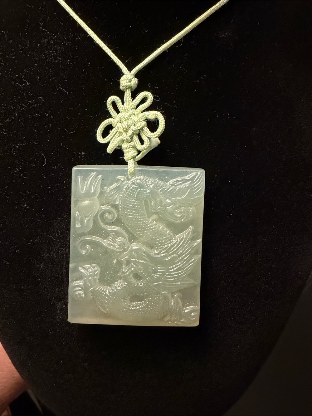 Green Jade Dragon Pendant Necklace - Unbranded